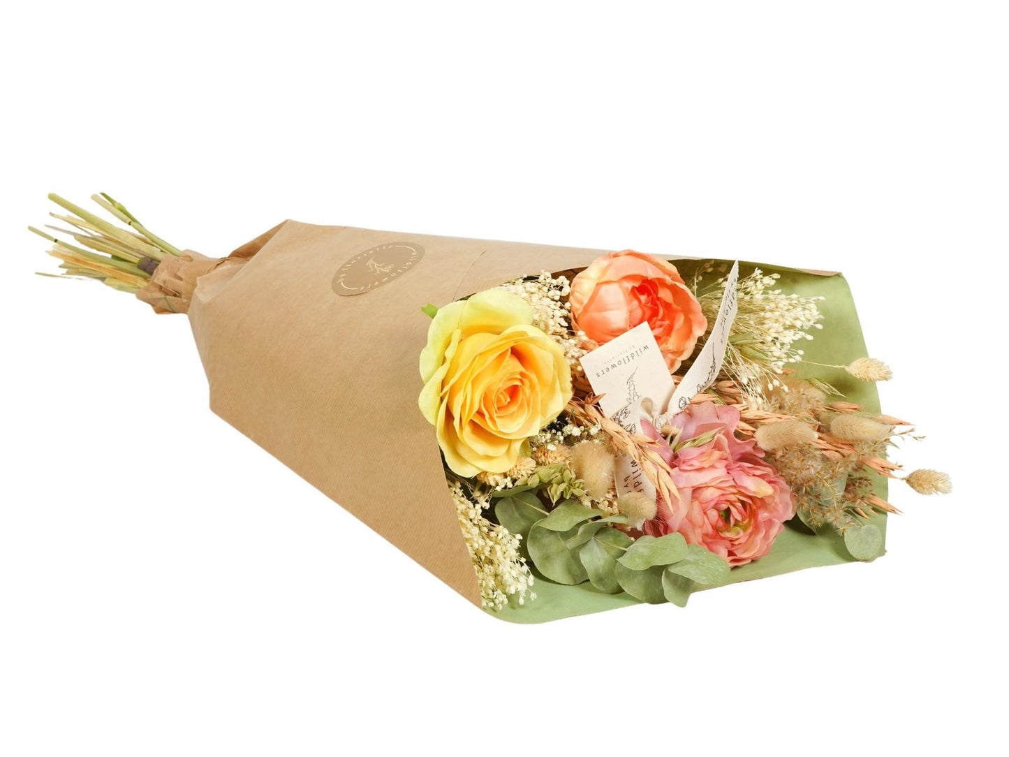Droogbloemen & Zijde - Dried & Silk - Pastel Dream - 4 boeketten - ↕55cm